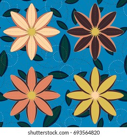 New color seamless pattern with many flower.