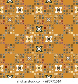 New color seamless pattern with many flower.