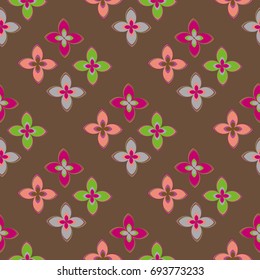 New color seamless pattern with many flower.