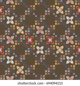 New color seamless pattern with many flower.