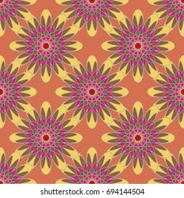 New color seamless pattern with many flower.