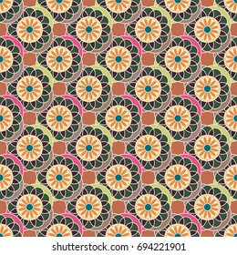 New color seamless pattern with many flower.