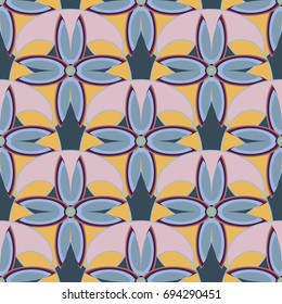 New color seamless pattern with many flower.