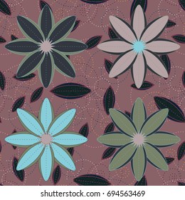 New color seamless pattern with many flower.