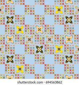 New color seamless pattern with many flower.