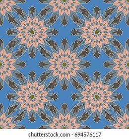 New color seamless pattern with many flower.