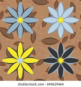 New color seamless pattern with many flower.
