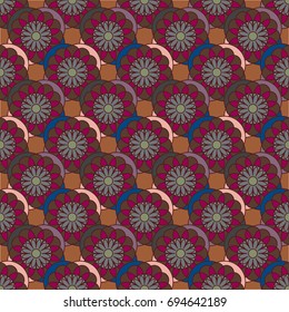 New color seamless pattern with many flower.