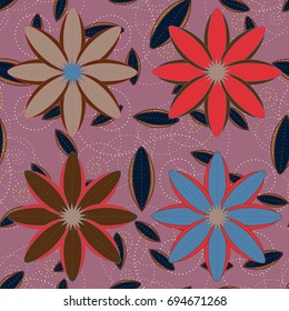 New color seamless pattern with many flower.