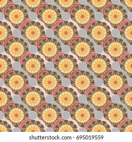 New color seamless pattern with many flower.