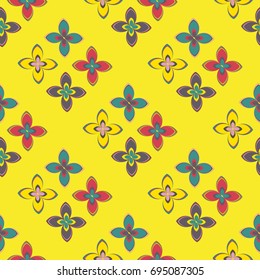 New color seamless pattern with many flower.