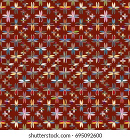 New color seamless pattern with many flower.