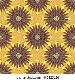 New color seamless pattern with many flower.