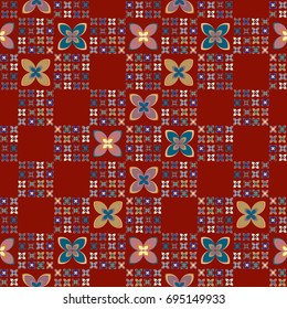 New color seamless pattern with many flower.