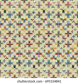 New color seamless pattern with many flower.