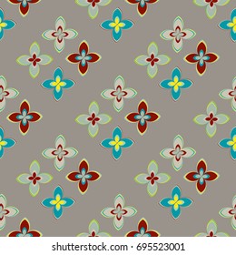 New color seamless pattern with many flower.