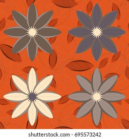 New color seamless pattern with many flower.