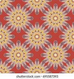 New color seamless pattern with many flower.