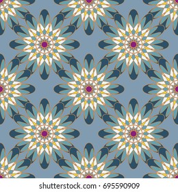 New color seamless pattern with many flower.