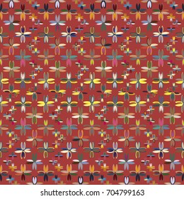New color seamless pattern with many flower.