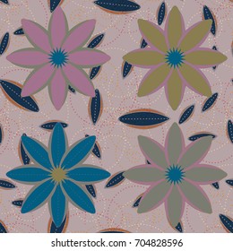New color seamless pattern with many flower.