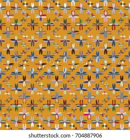 New color seamless pattern with many flower.
