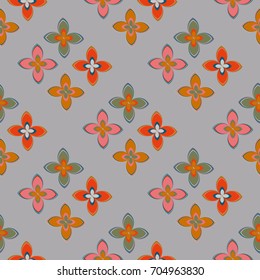New color seamless pattern with many flower.