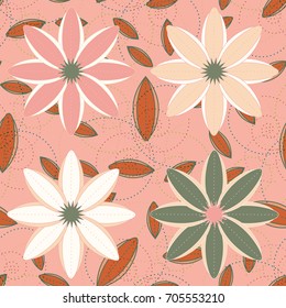 New color seamless pattern with many flower.