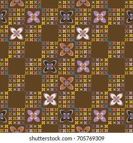 New color seamless pattern with many flower.