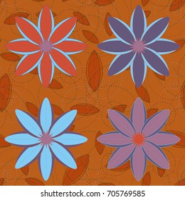 New color seamless pattern with many flower.