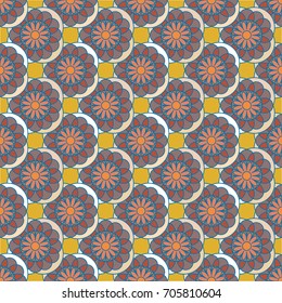 New color seamless pattern with many flower.
