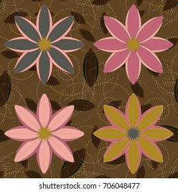 New color seamless pattern with many flower.
