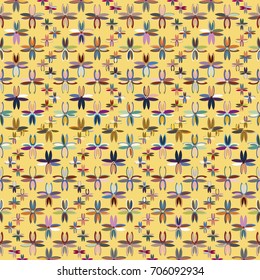 New color seamless pattern with many flower.