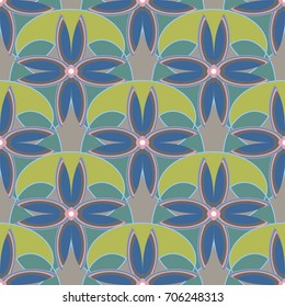 New color seamless pattern with many flower.