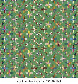 New color seamless pattern with many flower.