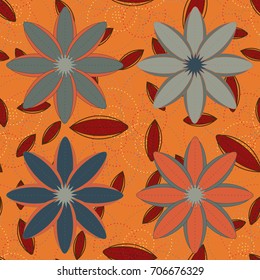 New color seamless pattern with many flower.