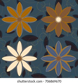 New color seamless pattern with many flower.