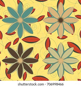 New color seamless pattern with many flower.