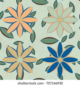 New color seamless pattern with many flower.