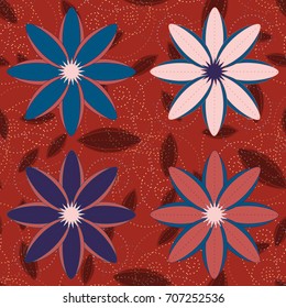 New color seamless pattern with many flower.
