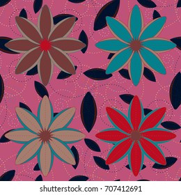 New color seamless pattern with many flower.