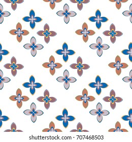 New color seamless pattern with many flower.