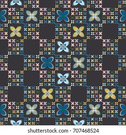 New color seamless pattern with many flower.