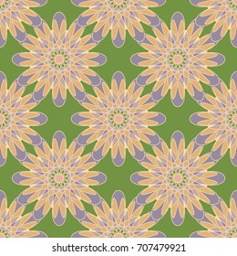 New color seamless pattern with many flower.