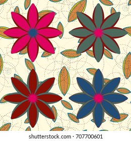 New color seamless pattern with many flower.