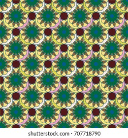 New color seamless pattern with many flower.