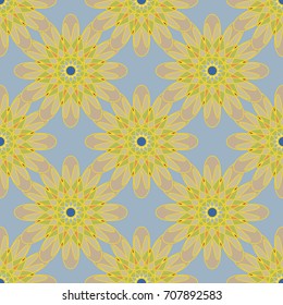 New color seamless pattern with many flower.