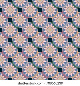 New color seamless pattern with many flower.
