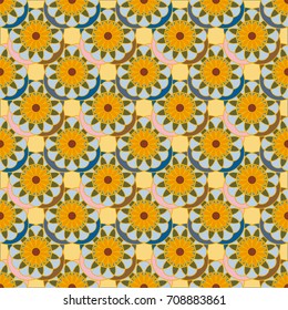 New color seamless pattern with many flower.