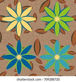 New color seamless pattern with many flower.